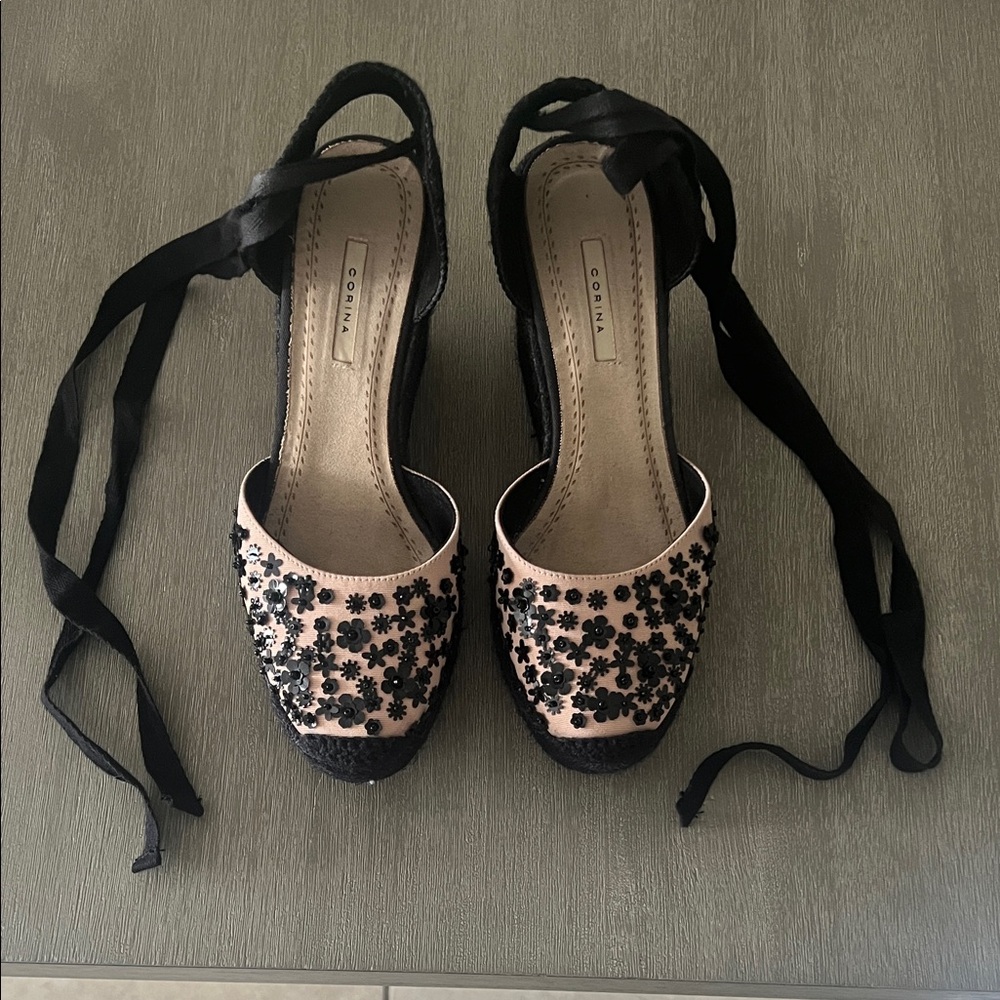 Gorgeous Black and Pink Espadrilles by
